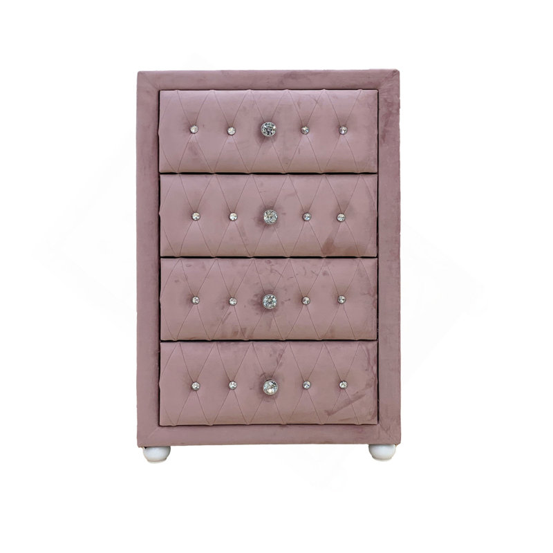 Commode rose en tissu