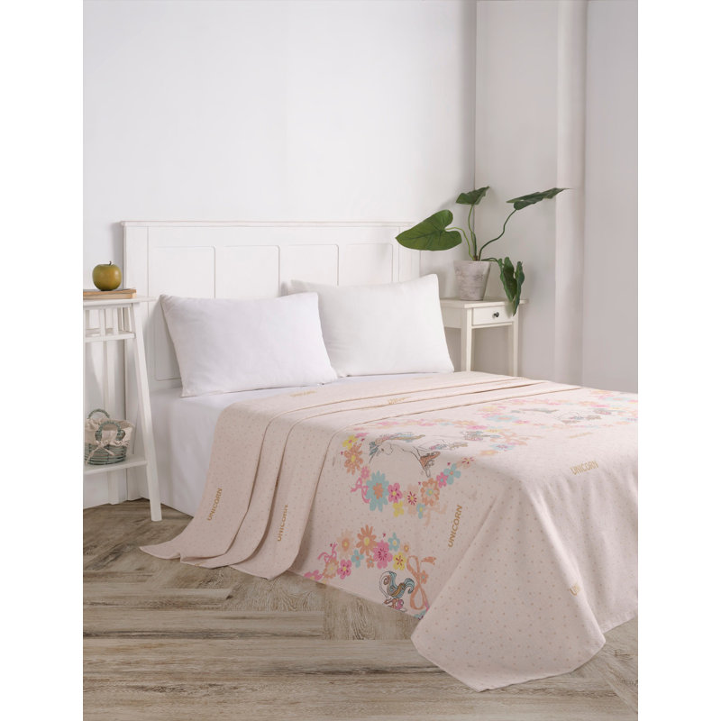 Couvre-lit 100% coton blanc / rose Mifflinville, Couvre-lit 94 po x 87 po
