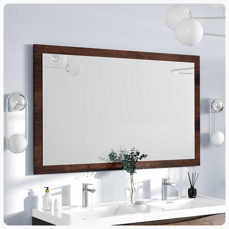 Miroir de salle de bain Schweitzer, H 31,61 po x l 49,3 po, Palissandre
