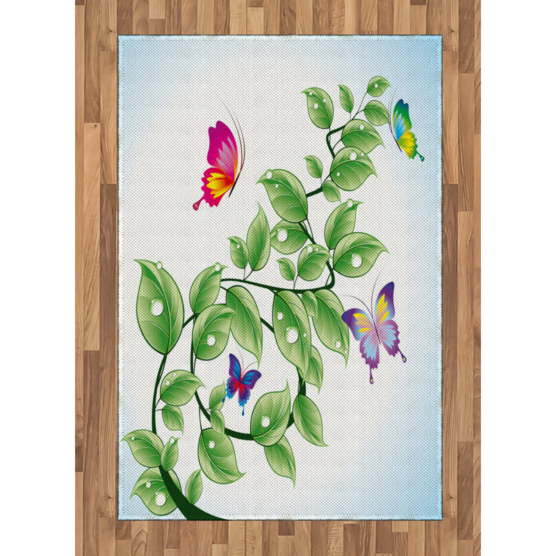 Tapis décoratif à fibres longues haute densité en polyester et coton de style naturel, Rectangle— 4 pi x 5 pi 8 po