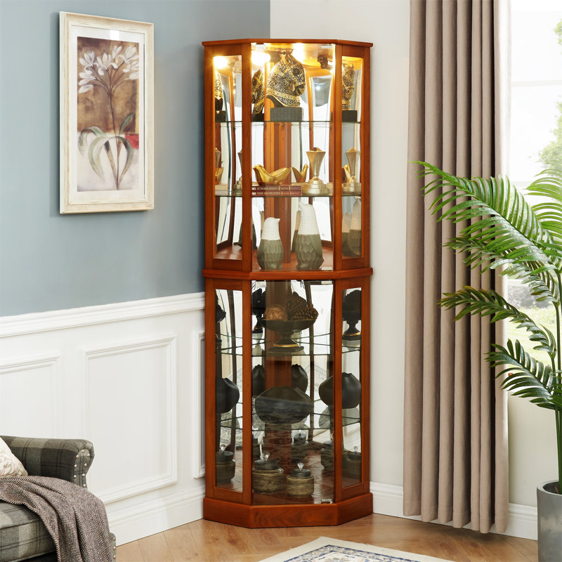 Vitrine de coin à 6 tablettes avec lumières