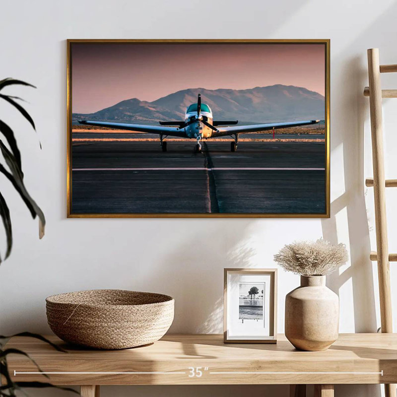 Avion privé, Cadre flottant doré, 25 po x 17 po