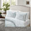 Ensemble de literie 100% coton d'inspiration côtière, double / grand, housse de couette brodée avec taies décoratives