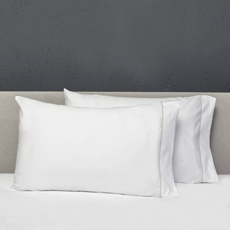 Luce 100% Cotton Pillow Case, King Pillowcase, White/Pearl