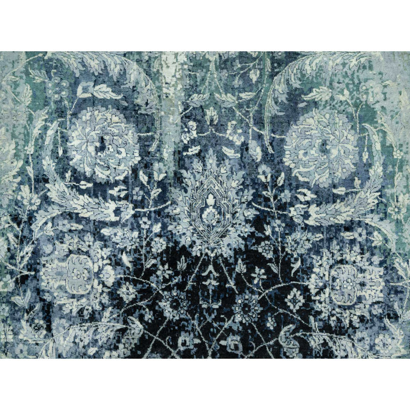 Tapis carré zoroastrien en laine et en soie noué à la main 8 pi x 8 pi 4F34C4B4F20C4A6BA6A6E20D528DC1D3