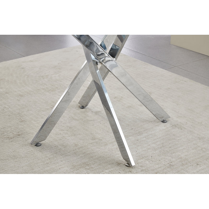 Glass Top Metal Base Dining Table
