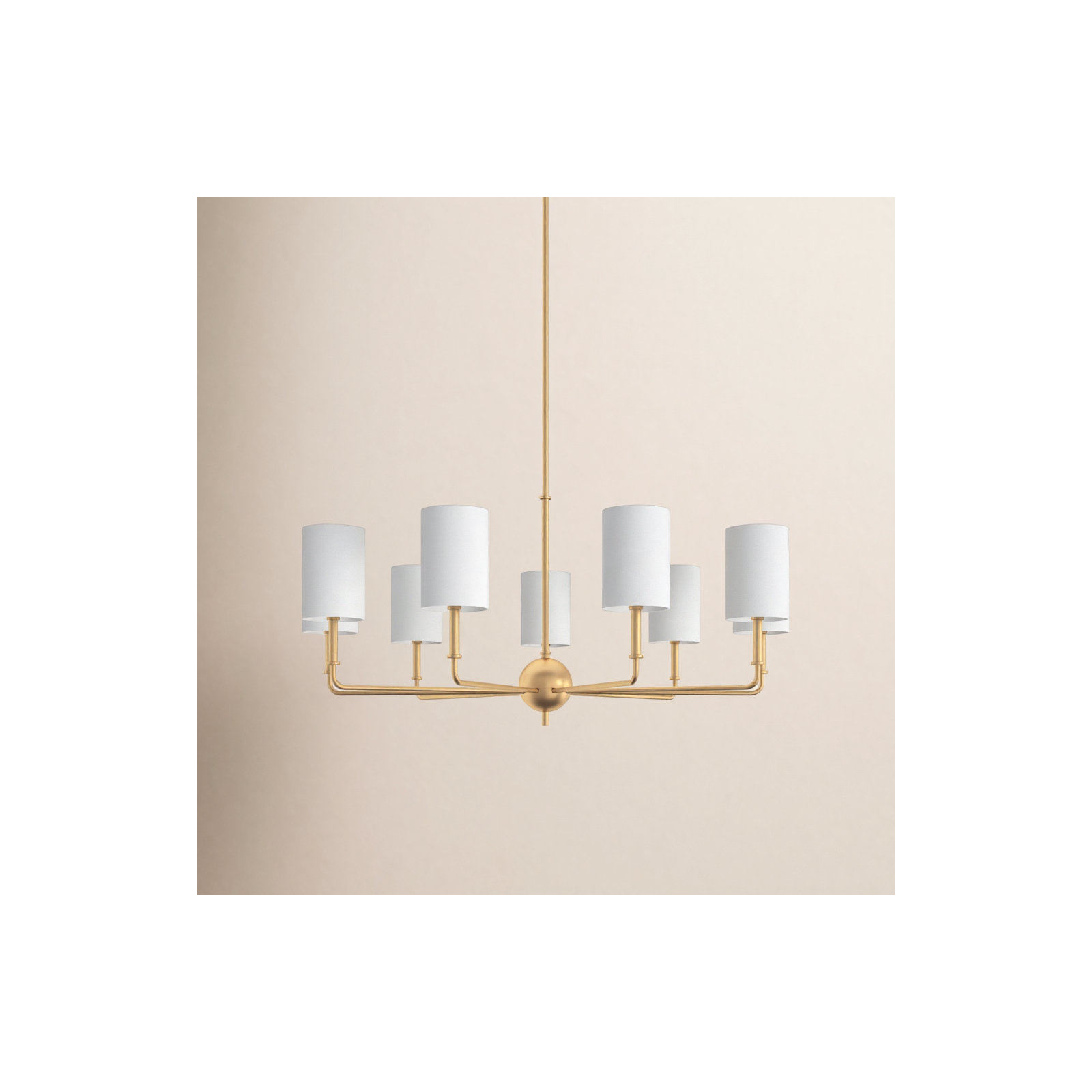 Rowley Nine Light Chandelier, Satin Brass