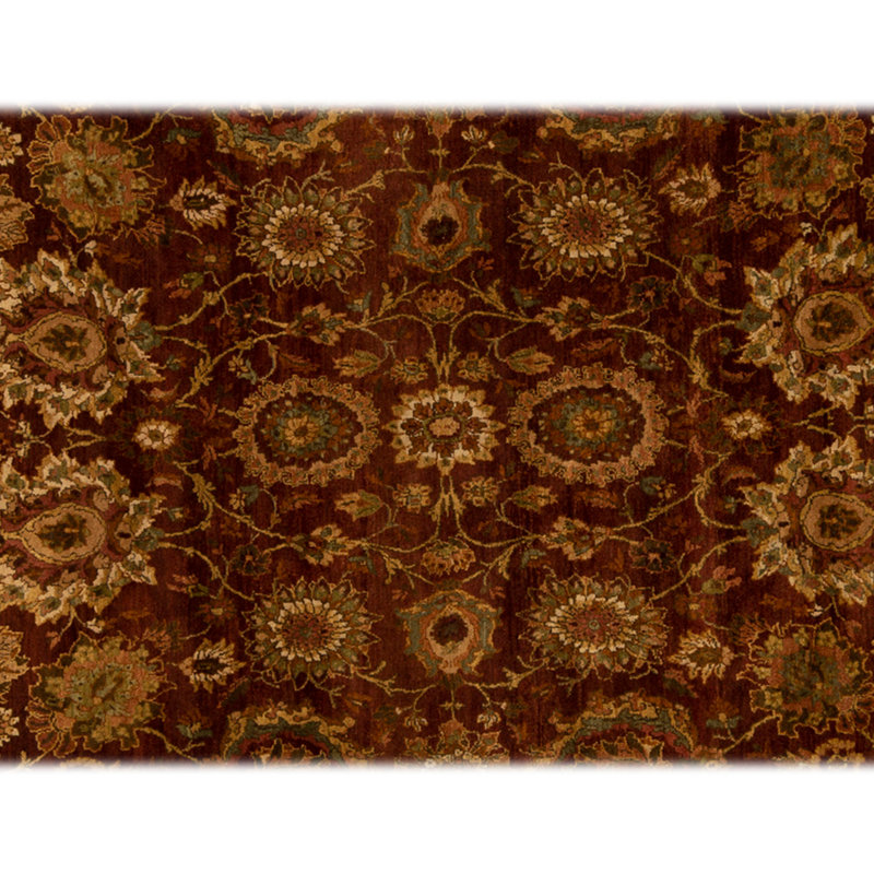 Hand Knotted Wool Oriental Area Rug in Red And Brown
