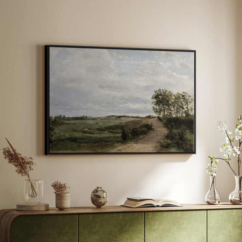 Paysage rétro - DCCLXII - reproduction sur toile flottante, Noir, H 27 po x l 41 po