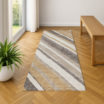 Premium Machine Washable Mayfield AMF2282 Striped Rug