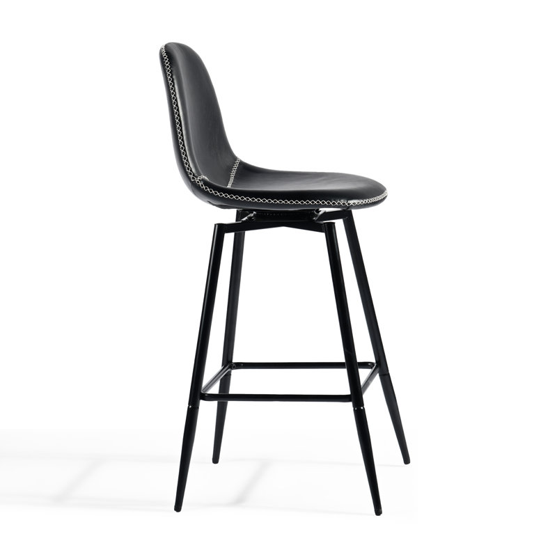 Swivel Upholstered Counter Stool with Metal Frame