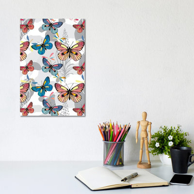 Pastel Butterflies 1 Piece Wrapped Canvas Painting