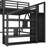 Full Loft Bed with Storage Stairs and Wardrobe, MDF Metal Frame USB LED-274661993-274661992