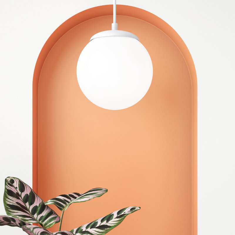 Leo - Grand luminaire suspendu à globe suspendu de Visual Comfort Studio, H 12,5 po x l 12 po x P 12 po, Blanc