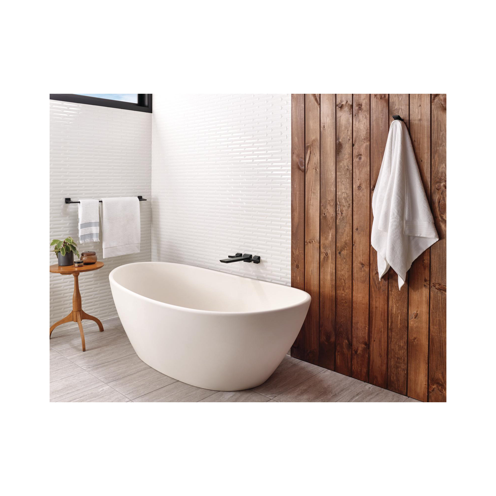Pivotal Double Handle Wall Mounted Tub Filler Trim, Matte Black