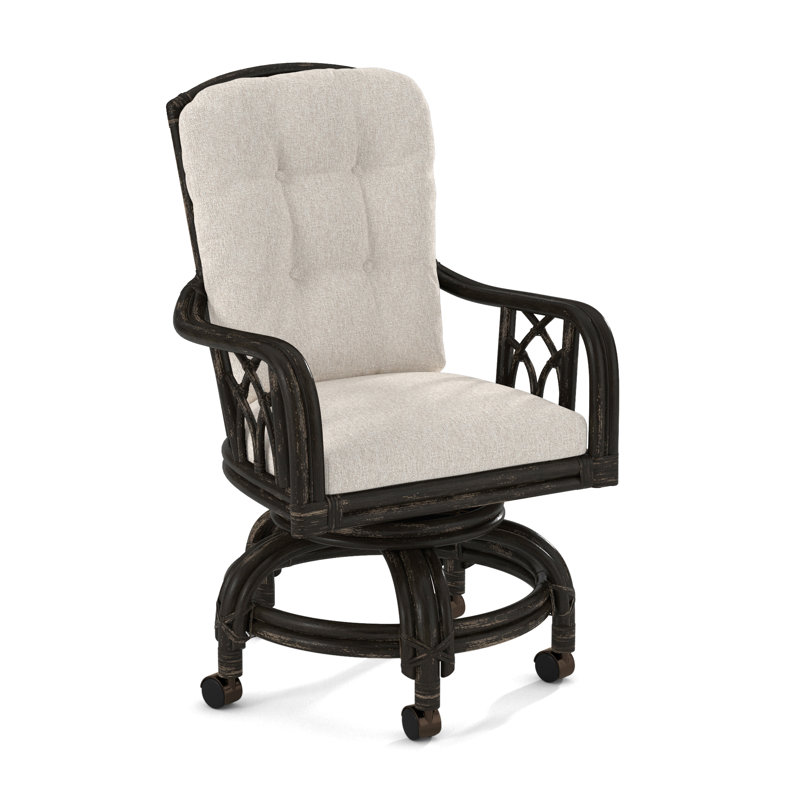 Chaise avec accoudoirs Edgewater, Performance blanc sucre; 0863-91, Noir antique