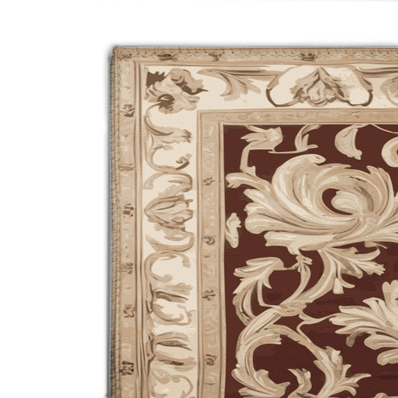 Tapis d'intérieur et d'extérieur brun français, Rectangle 4pi x 6 pi