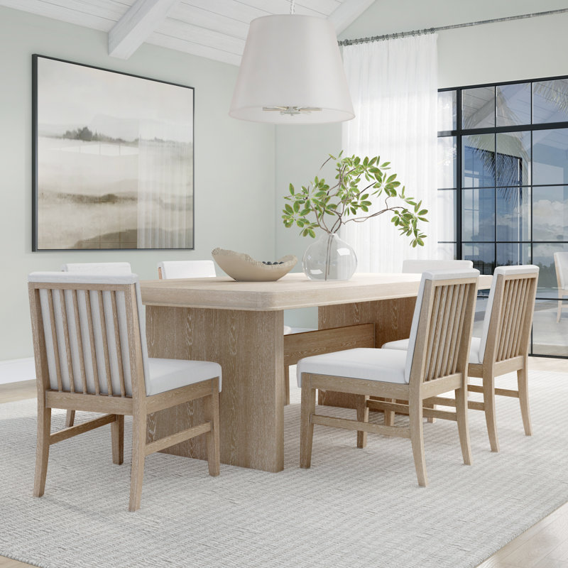 Ensemble de salle à manger Jeraldy, 7 pièces : table, 6 chaises, Chêne clair