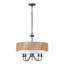 Luminaire suspendu candélabre en rotin 5 lumières avec diffuseur