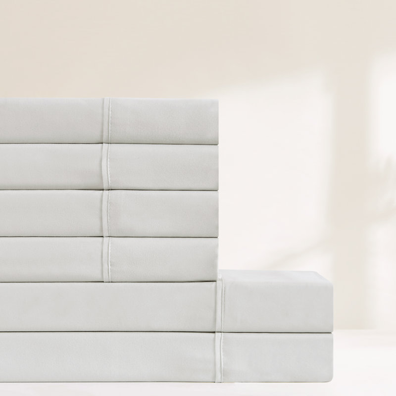 Verona Solid Sheet Set, Gray, King Sheet Set with 4 Pilowcases