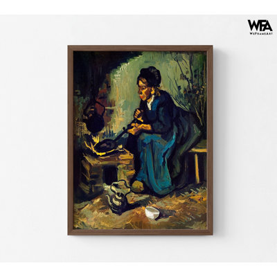 Femme paysanne cuisinant au coin du feu par Vincent Van Gogh, art mural femme, décoration de maison de cuisine, art mural de restaurant, décoration de foyer