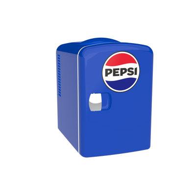 Pepsi 4L Mini Fridge Cooler, Holds Up To 6 Cans, Portable Fridge For Car, Office, Bedroom, Dorm, Blue