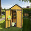 Armoire de rangement extérieure en bois résistante aux intempéries avec toit imperméable, portes verrouillables et table pliable