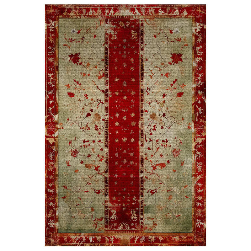 Kaia Collection Digital Print Cotton-Polyester Burgundy Floral Rug, Runner 3'4" x 7'3"