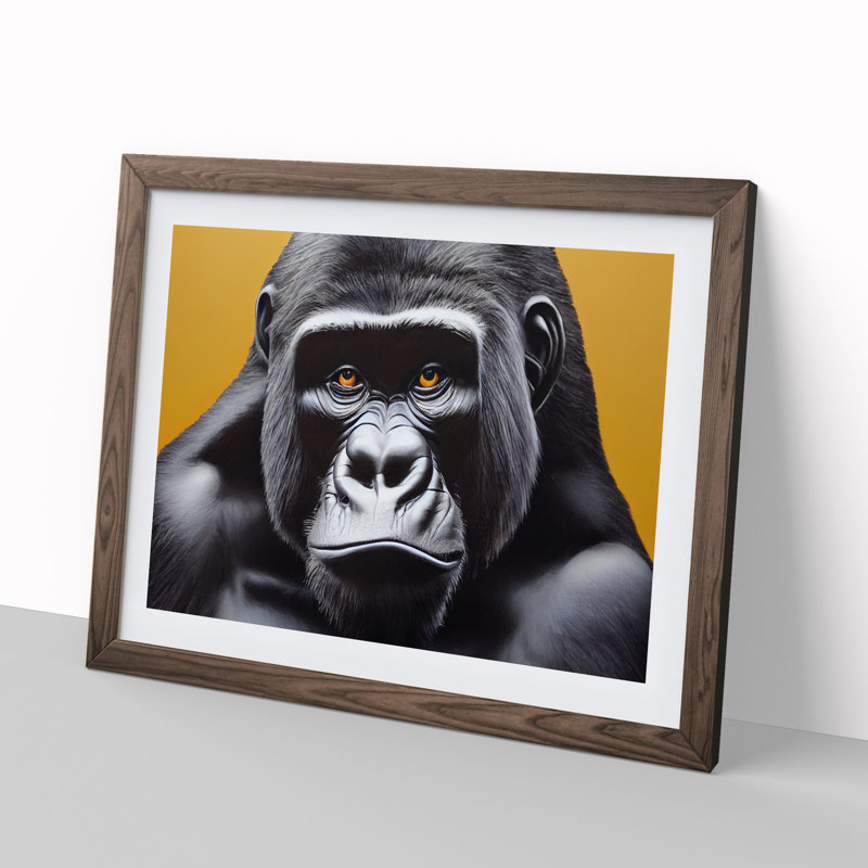 XH1022-6098X Modern Gorilla Vol.5 - Single Picture Frame Print, 46cm H x 64cm W x 2cm D, Walnut