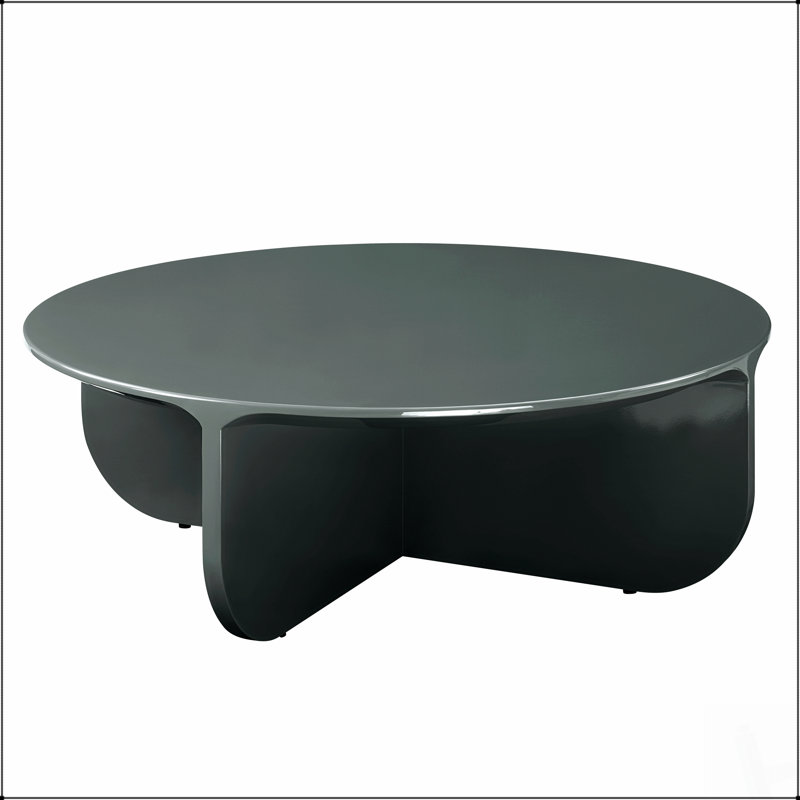 Table basse très brillante foncée avec plateau épais durable de 36 mm, parfaite pour les salons modernes et élégants.