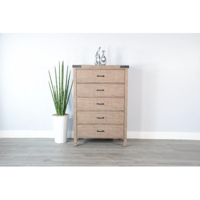 Commode en bois massif 5 tiroirs Marica