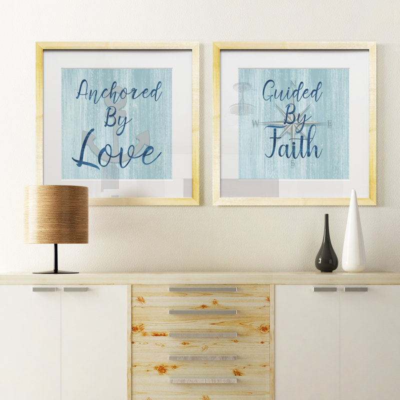 « Ancré » par amour, ensemble de 2 reproductions d’art textuel sur papier