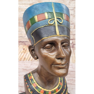 Sculpture Nefertiti en bronze de collection égyptienne Art Buste Art Nouveau