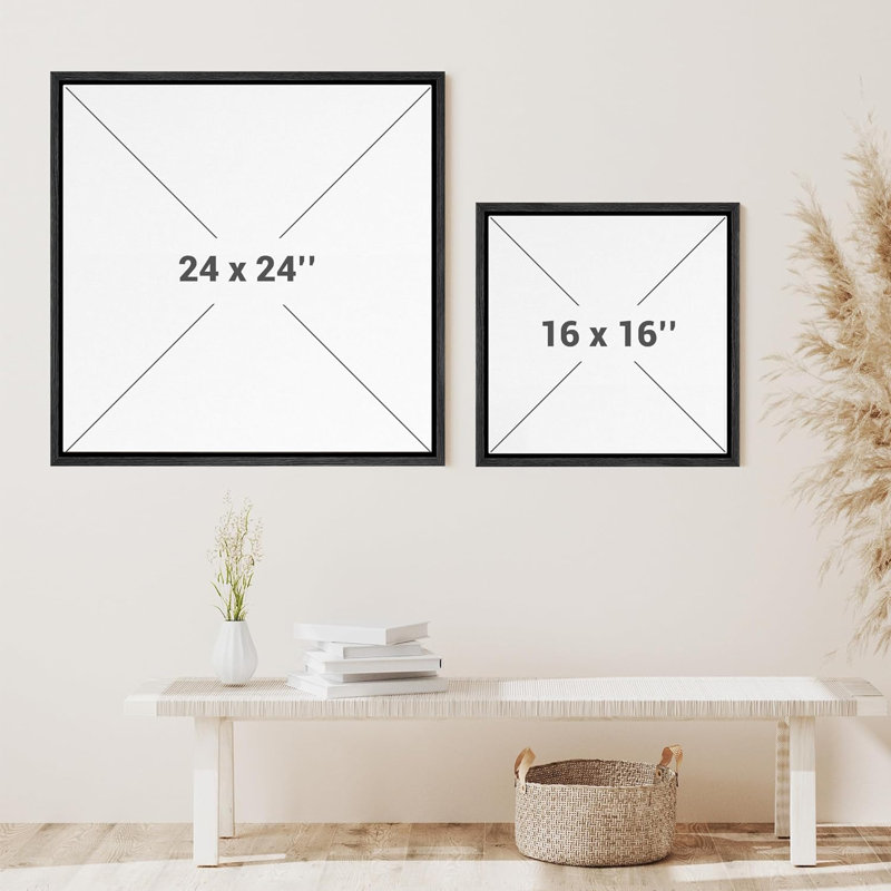 Monochrome Tree - Floater Frame Print on Canvas, 24" H x 24" W, Black Canvas