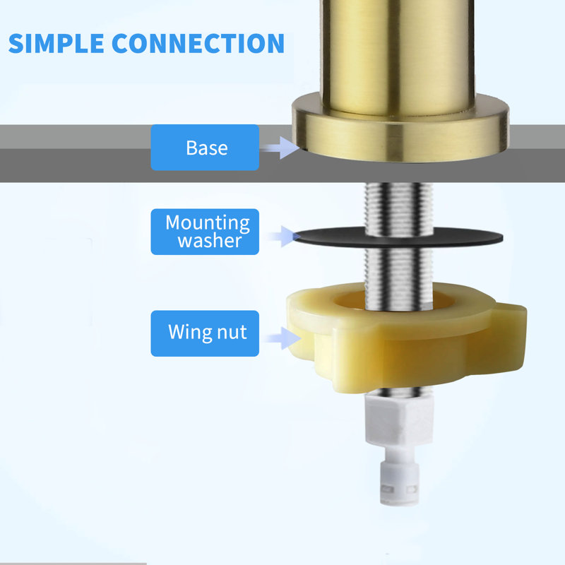 Lead-Free Stainless Steel Drinking Water Faucet With 360° Swivel High-Arc Spout, Brushed Gold
