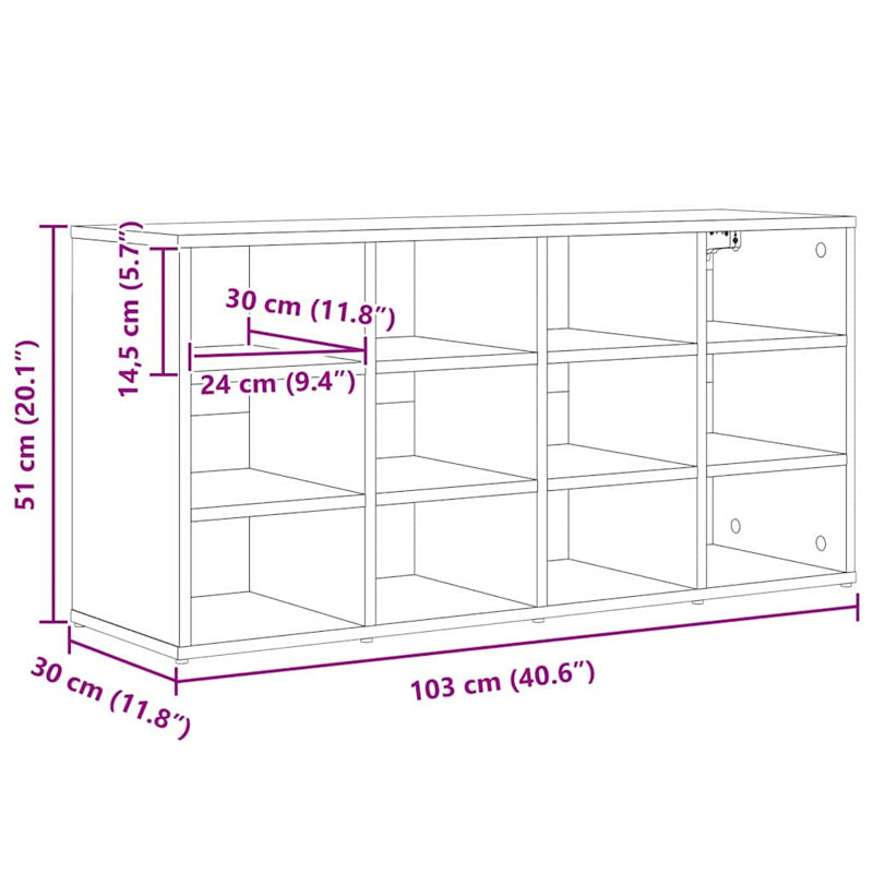 Shoe Cabinet With Shelf 103 X 30 X 51 Cm Engineered Wood, White