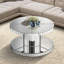 Table basse d'appoint à miroir à deux niveaux avec miroir rond en verre cannelé - 31,5 po de diamètre, table d'appoint moderne pour le salon