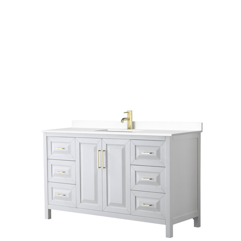 Daria 60" Single Bathroom Vanity Set, White, Brushed Gold, 60"