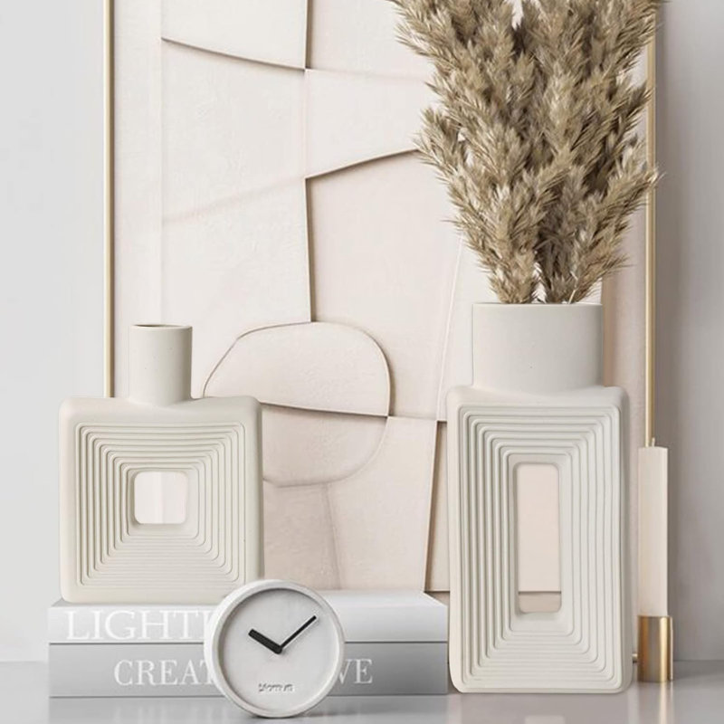 Ensemble de 2 vases en céramique blanche