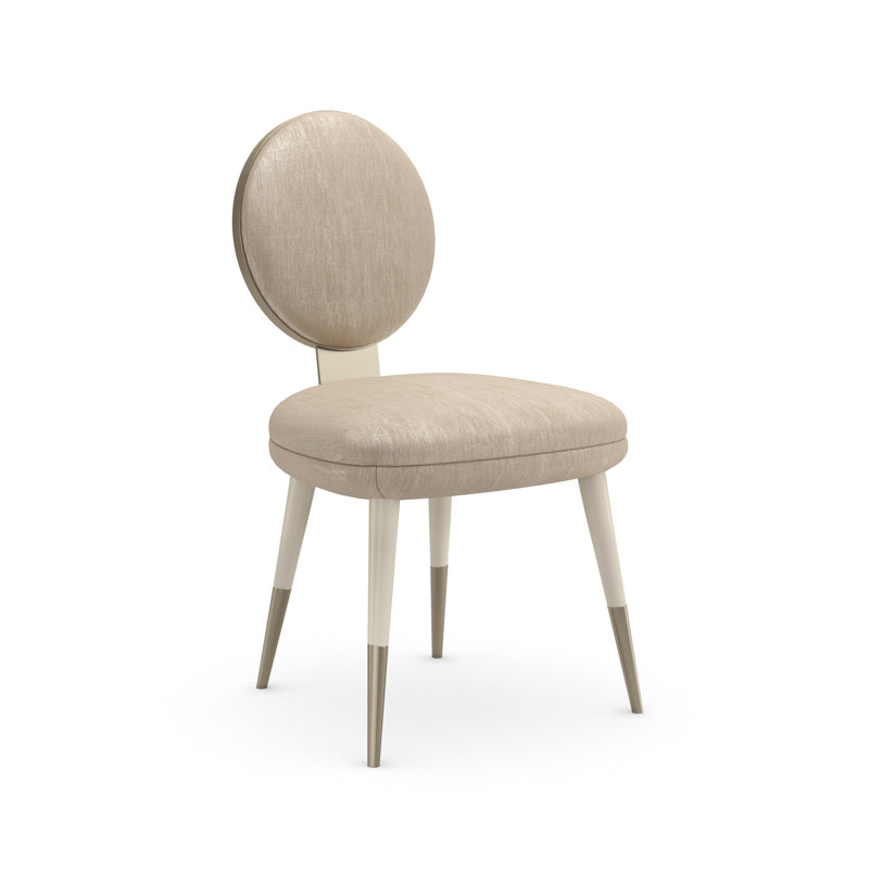 Caracole 19'' H Upholstered Side Chair, Polyester Blend Cream, Cream