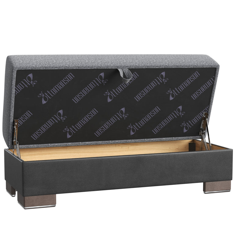 Repose-pieds avec rangement en polyester Primenest Skyhaven, Gris chenille