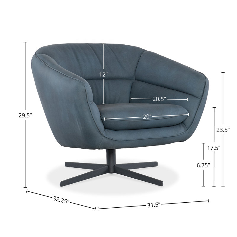 Fauteuil pivotant CC, Cuir véritable bleu