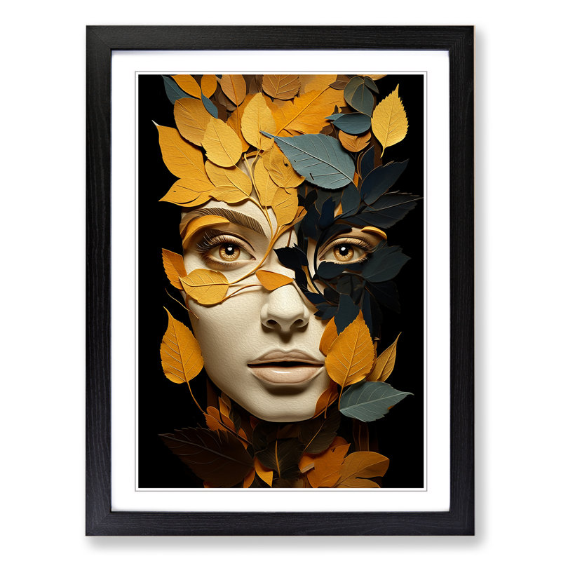 Leaf Dadaism - Single Picture Frame Print on Wood, 34cm H x 25cm W x 2cm D, Black Framed