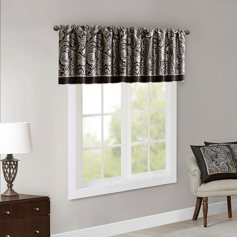 Cantonnière jacquard 50 x 18 po, Noir