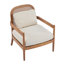 [Ensemble de 2] Chaise d'appoint Mid-Century moderne de 26,6 po avec structure en bois massif au fini noyer et dossier en rotin, coussin beige avec tissu rayé