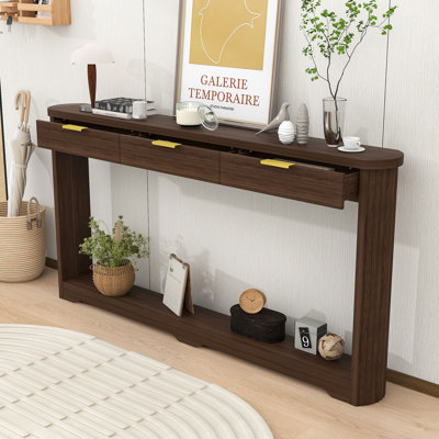 Console de rangement étroite à motif ondulé avec trois tiroirs