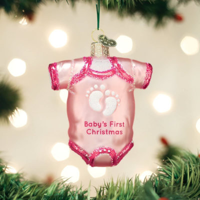 Old World Christmas Glass Blown Ornament for Christmas Tree, Pink Baby