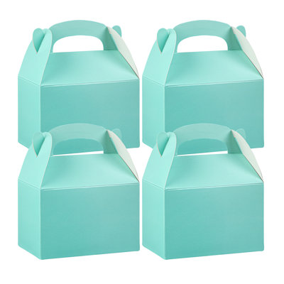 Restaurantware Gable Gift Boxes 100 Count 4 x 2.5 x 2.5 Inches Paper Wedding Favor Boxes Cardboard Handle Blue Recyclable Packaging
