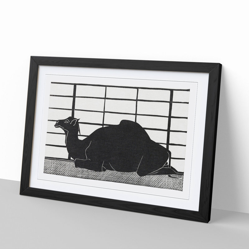 Camel by Samuel De Mesquita - Picture Frame Painting, 27cm H x 36cm W x 2cm D, Black Framed