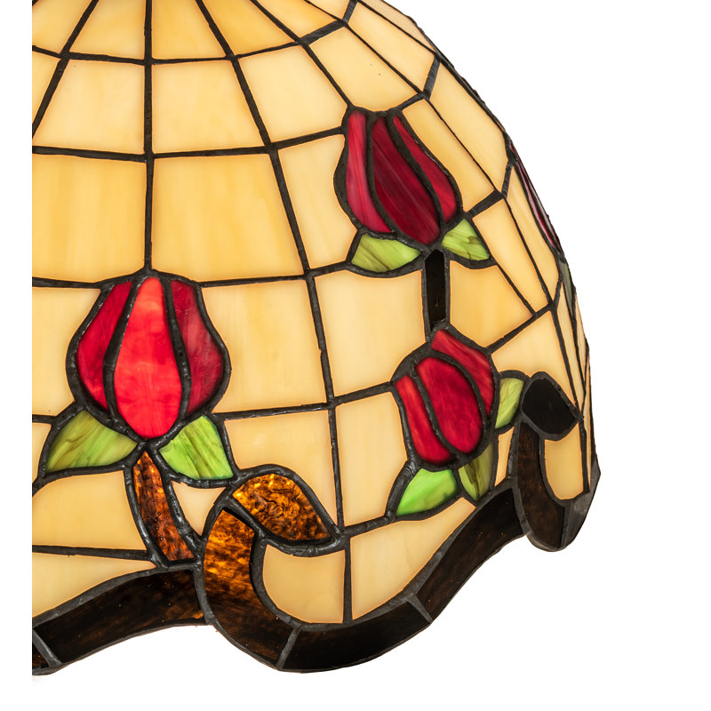 Dome Lamp Shade, 7.5" H x 12" W x 12" D, Red/Beige/Brown/Green
